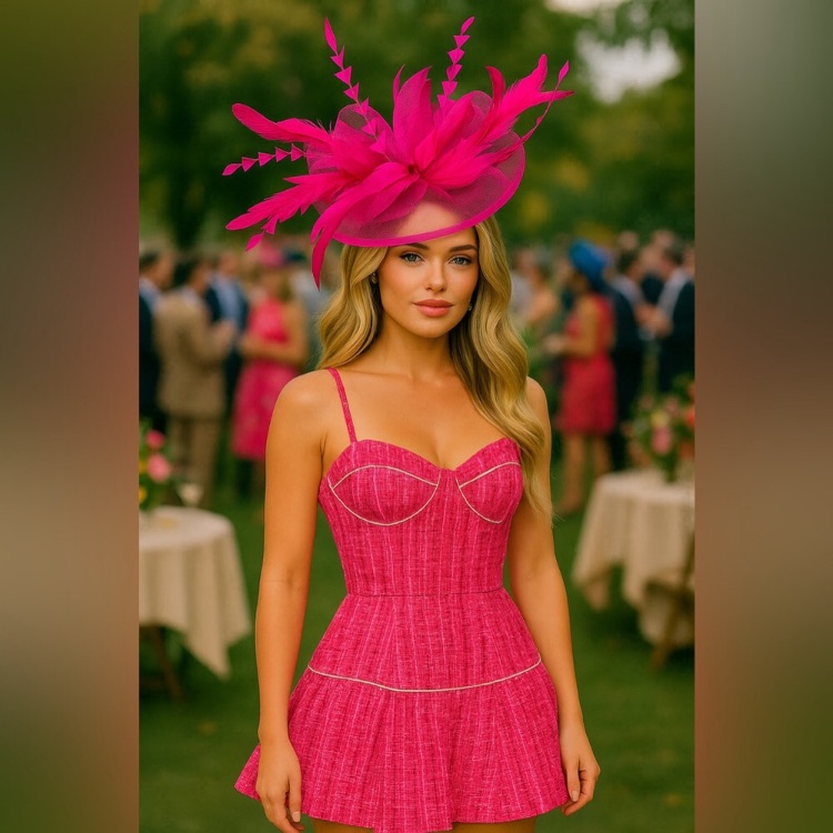 Kentucky Derby Hat Fascinator Oaks Vibrant Feather Tea Statement Headwear